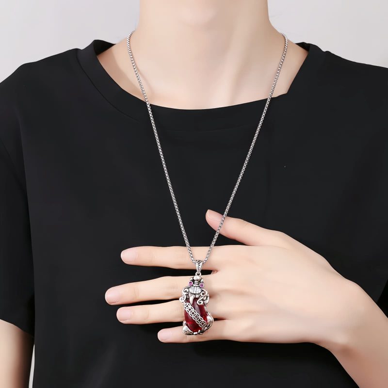 Garnet PiXiu Wealth Luck Necklace Garnet PiXiu Wealth Luck Necklace