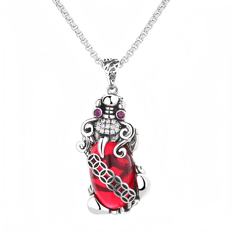 Garnet PiXiu Wealth Luck Necklace Garnet PiXiu Wealth Luck Necklace