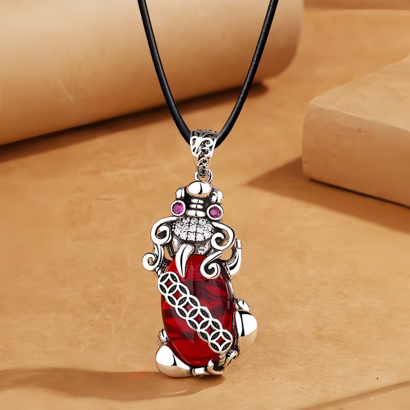 Garnet PiXiu Wealth Luck Necklace Garnet PiXiu Wealth Luck Necklace