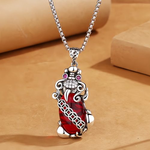 Garnet PiXiu Wealth Luck Necklace Garnet PiXiu Wealth Luck Necklace