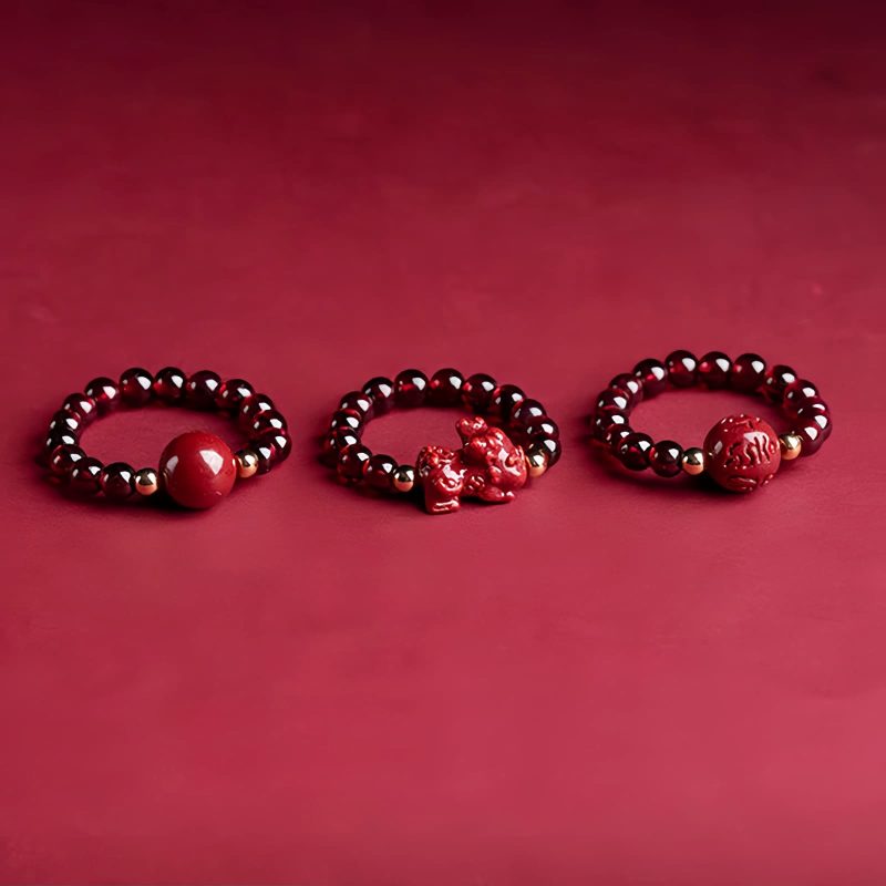 Garnet PiXiu Om Mani Padme Hum Ring Garnet PiXiu Om Mani Padme Hum Ring