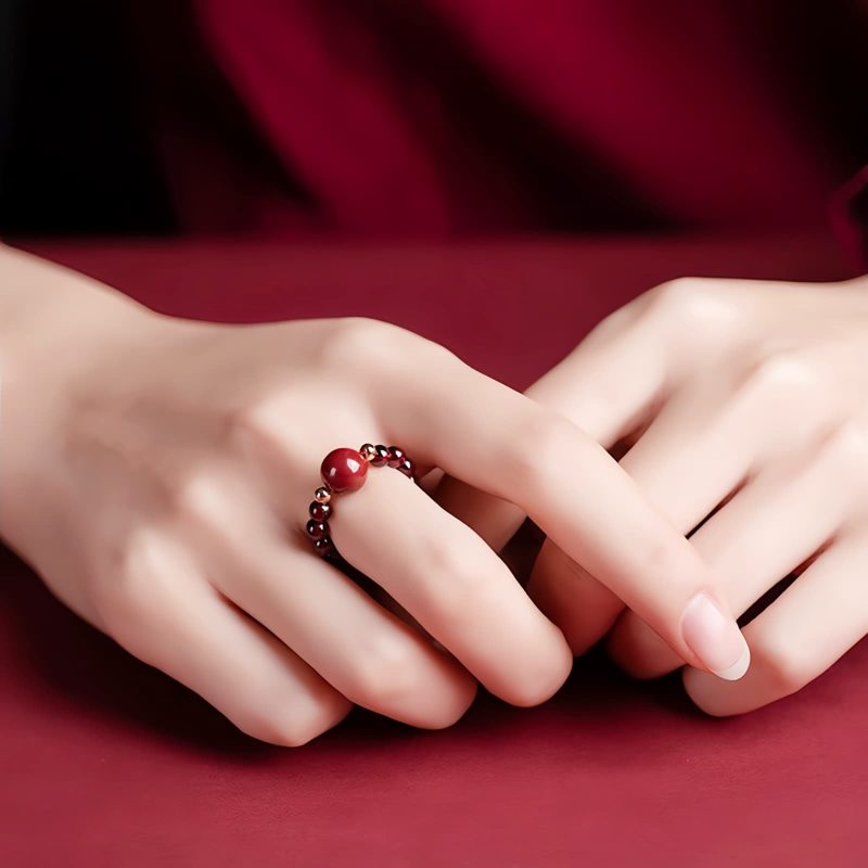 Garnet PiXiu Om Mani Padme Hum Ring Garnet PiXiu Om Mani Padme Hum Ring