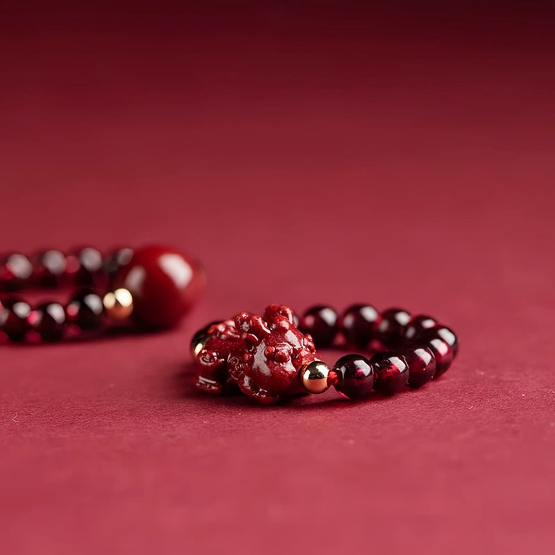 Garnet PiXiu Om Mani Padme Hum Ring Garnet PiXiu Om Mani Padme Hum Ring