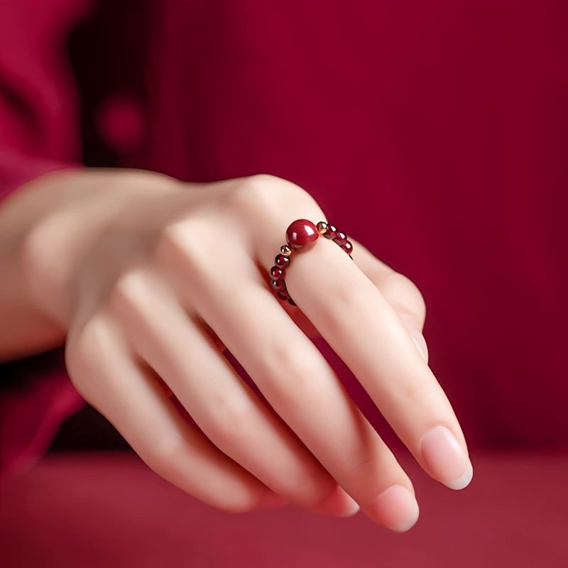 Garnet PiXiu Om Mani Padme Hum Ring Garnet PiXiu Om Mani Padme Hum Ring