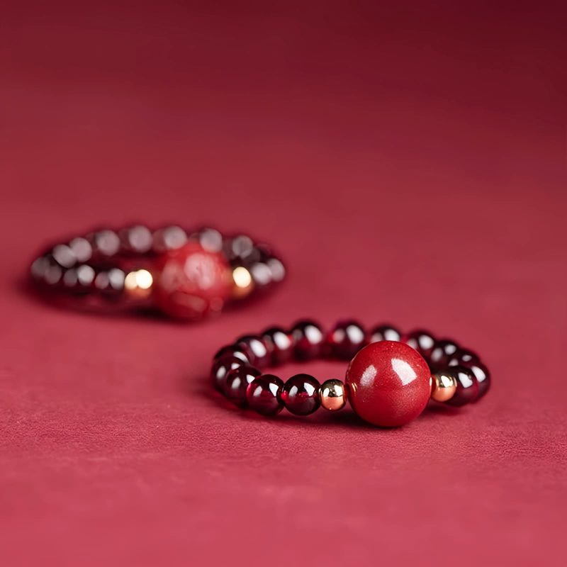 Garnet PiXiu Om Mani Padme Hum Ring Garnet PiXiu Om Mani Padme Hum Ring
