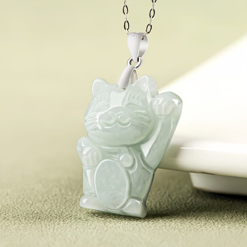 Jade Fortune Cat Prosperity Pendant Necklace Jade Fortune Cat Prosperity Pendant Necklace