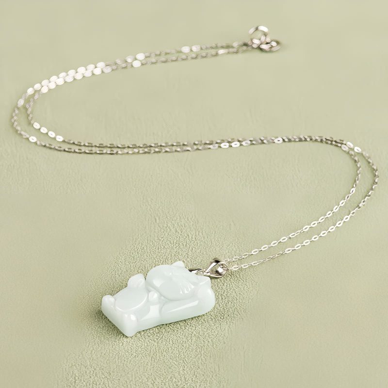 Jade Fortune Cat Prosperity Pendant Necklace Jade Fortune Cat Prosperity Pendant Necklace