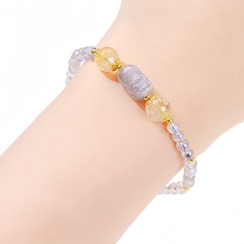 Moonstone Tourmaline Healing Bracelet with PiXiu Moonstone Tourmaline Healing Bracelet with PiXiu