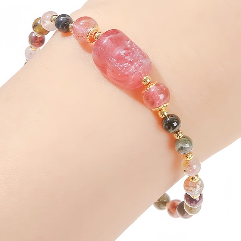 Moonstone Tourmaline Healing Bracelet with PiXiu Moonstone Tourmaline Healing Bracelet with PiXiu