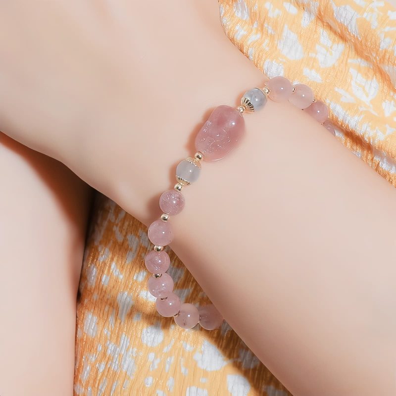 Moonstone Tourmaline Healing Bracelet with PiXiu Moonstone Tourmaline Healing Bracelet with PiXiu
