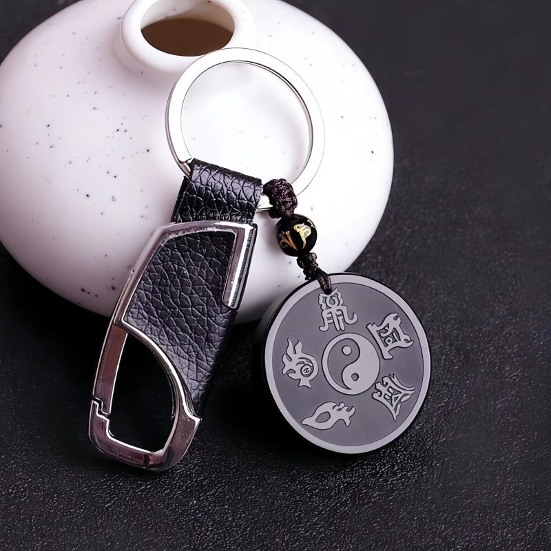 Natural Black Obsidian Taoism Strength Pendant Necklace Natural Black Obsidian Taoism Strength Pendant Necklace