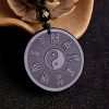 Natural Black Obsidian Taoism Strength Pendant Necklace Natural Black Obsidian Taoism Strength Pendant Necklace