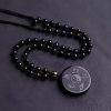 Natural Black Obsidian Taoism Strength Pendant Necklace Natural Black Obsidian Taoism Strength Pendant Necklace