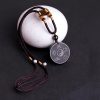 Natural Black Obsidian Taoism Strength Pendant Necklace Natural Black Obsidian Taoism Strength Pendant Necklace