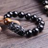 Natural Obsidian Pixiu Strength Protection Bracelet Natural Obsidian Pixiu Strength Protection Bracelet