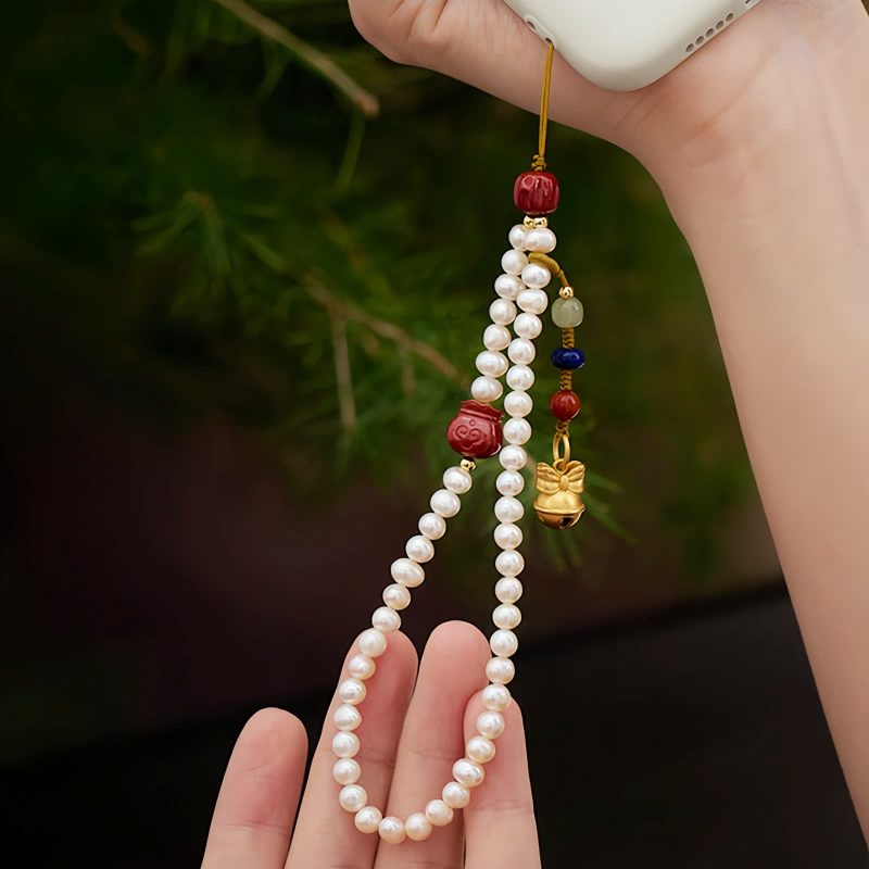 Natural Pearl Cinnabar Healing Phone Decoration Natural Pearl Cinnabar Healing Phone Decoration