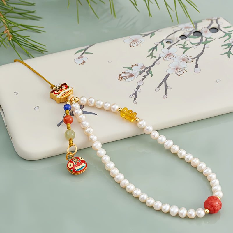 Natural Pearl Cinnabar Healing Phone Decoration Natural Pearl Cinnabar Healing Phone Decoration