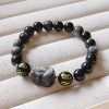 Natural Silver Sheen Obsidian Om Mani Padme Hum Bracelet Natural Silver Sheen Obsidian Om Mani Padme Hum Bracelet