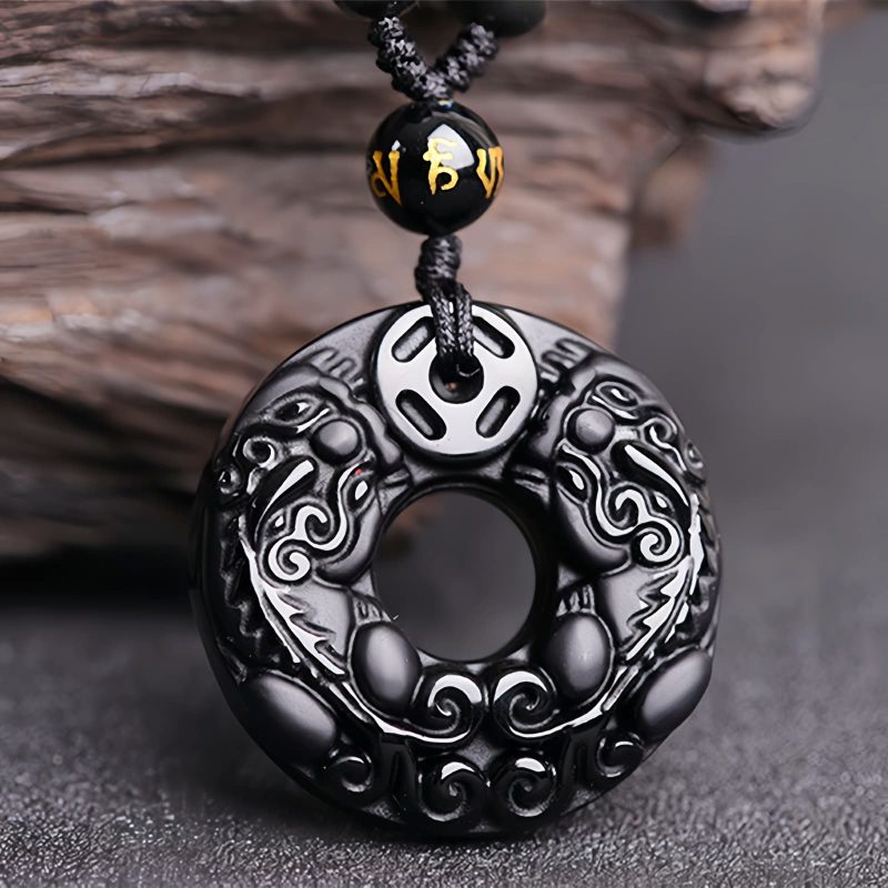 Obsidian Wealth Pixiu Pendant Necklace Obsidian Wealth Pixiu Pendant Necklace