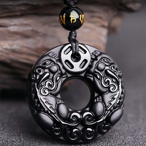 Obsidian Wealth Pixiu Pendant Necklace Obsidian Wealth Pixiu Pendant Necklace
