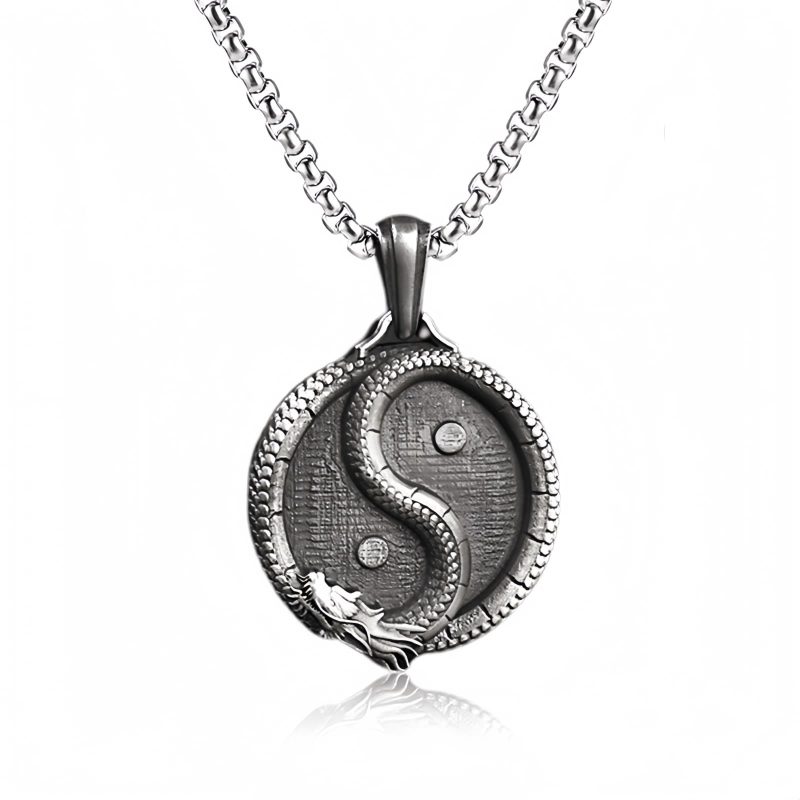 Pure Tin Yin Yang Dragon Pendant Necklace Pure Tin Yin Yang Dragon Pendant Necklace