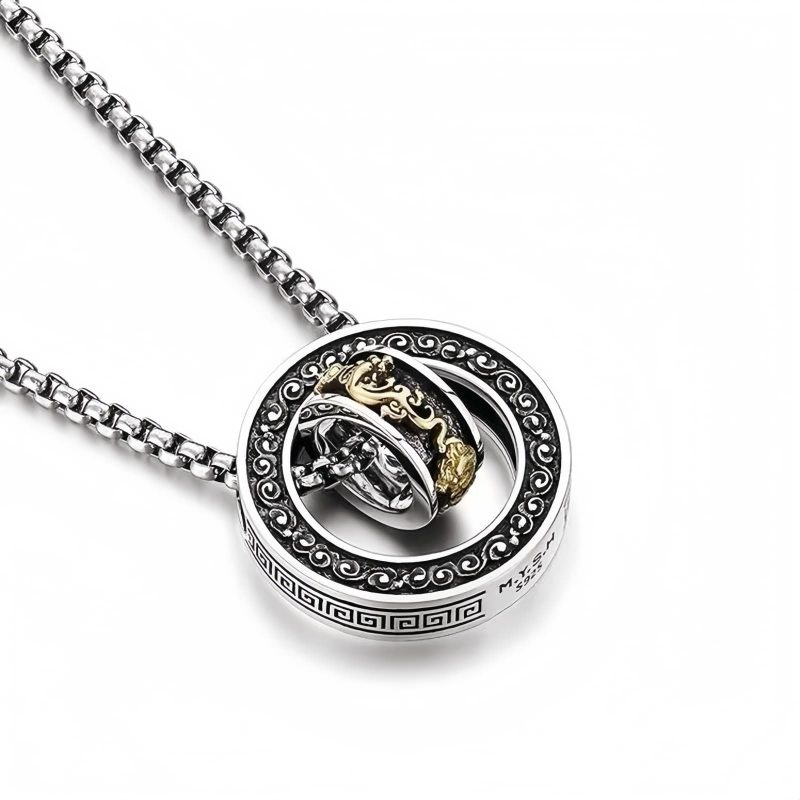 Collar de Riqueza PiXiu en Cobre con Diseño Giratorio Rotatable PiXiu Copper Wealth Necklace