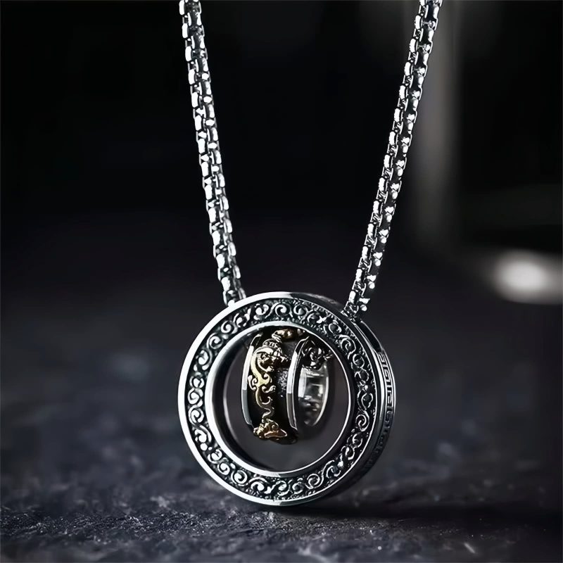 Collar de Riqueza PiXiu en Cobre con Diseño Giratorio Rotatable PiXiu Copper Wealth Necklace