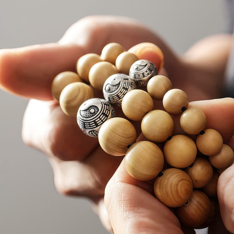 Tibet Peach Wood Cinnabar Bagua Wealth Bracelet Tibet Peach Wood Cinnabar Bagua Wealth Bracelet