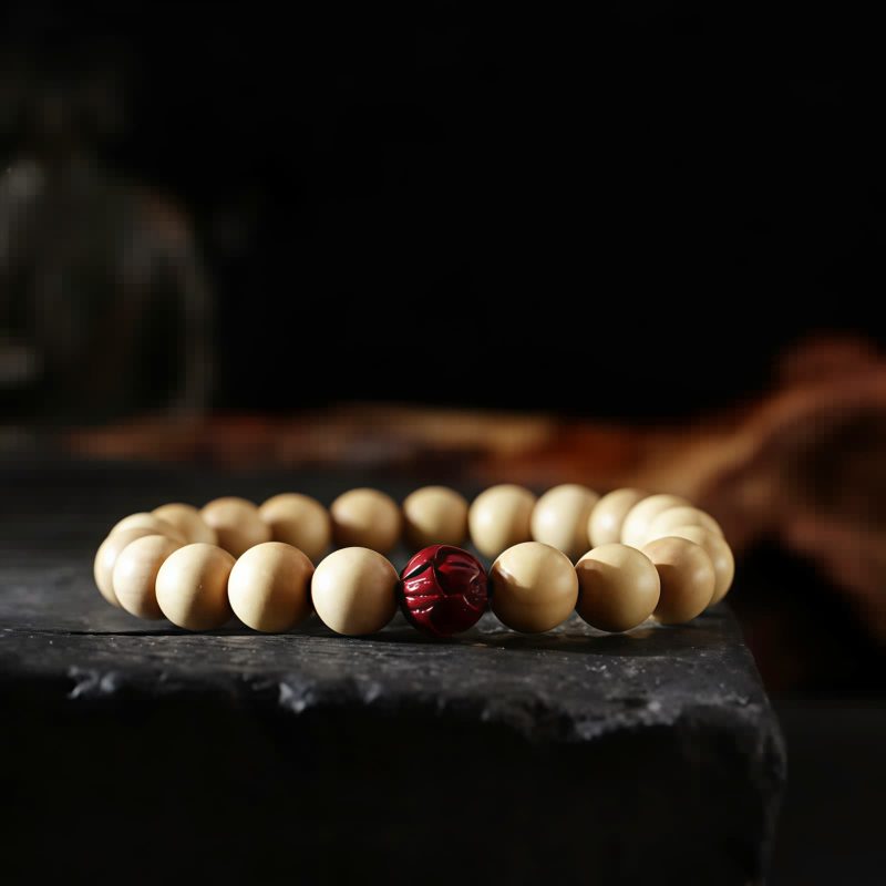 Tibet Peach Wood Cinnabar Bagua Wealth Bracelet Tibet Peach Wood Cinnabar Bagua Wealth Bracelet
