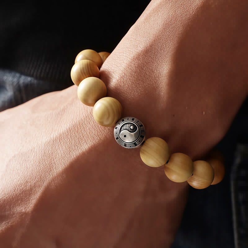 Tibet Peach Wood Cinnabar Bagua Wealth Bracelet Tibet Peach Wood Cinnabar Bagua Wealth Bracelet