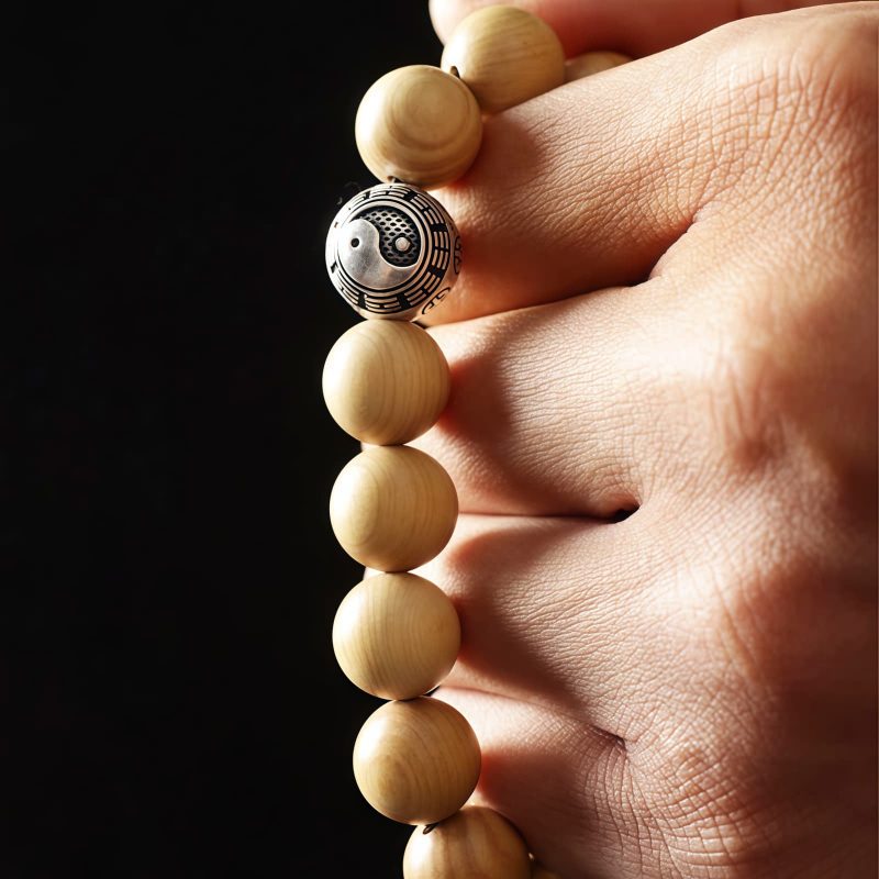 Tibet Peach Wood Cinnabar Bagua Wealth Bracelet Tibet Peach Wood Cinnabar Bagua Wealth Bracelet