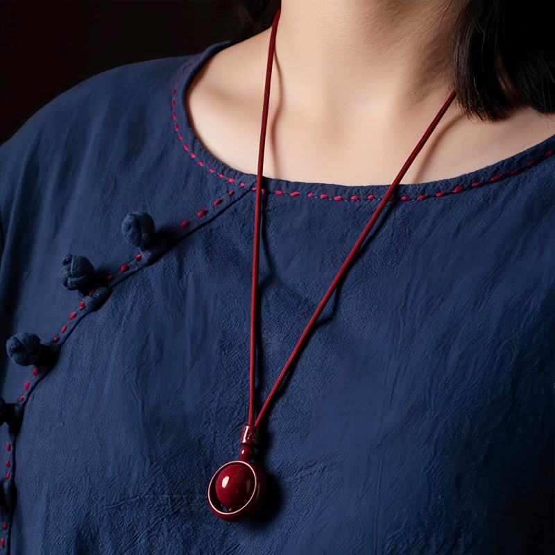Tibetan Cinnabar Om Mani Padme Hum Pendant Necklace Tibetan Cinnabar Om Mani Padme Hum Pendant Necklace