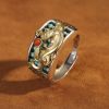 Tibetan Turquoise Red Agate PiXiu Protection Ring Tibetan Turquoise Red Agate PiXiu Protection Ring