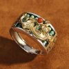 Tibetan Turquoise Red Agate PiXiu Protection Ring Tibetan Turquoise Red Agate PiXiu Protection Ring