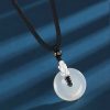 White Agate Pi Xiu Necklace with Sterling Silver and Sandalwood White Agate Pi Xiu Necklace with Sterling Silver and Sandalwood