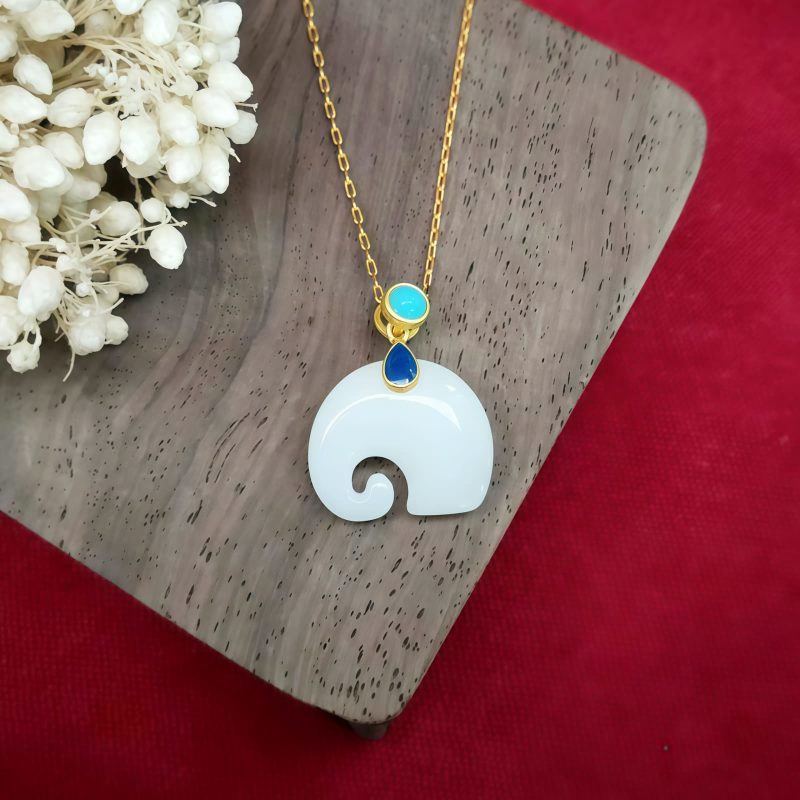 White Jade Elephant Luck Pendant Necklace White Jade Elephant Luck Pendant Necklace