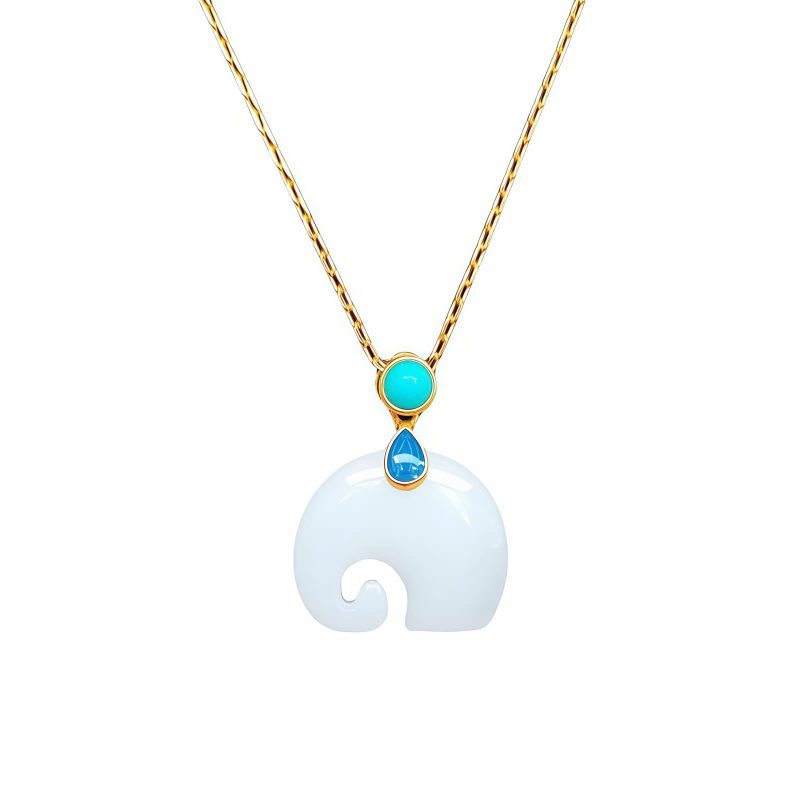 White Jade Elephant Luck Pendant Necklace White Jade Elephant Luck Pendant Necklace