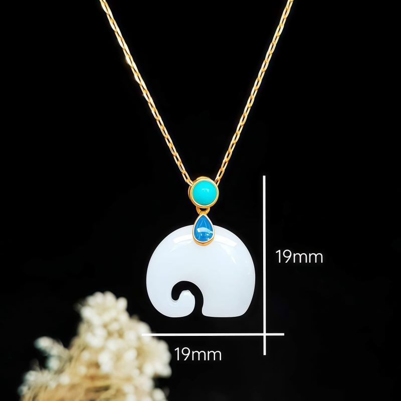 White Jade Elephant Luck Pendant Necklace White Jade Elephant Luck Pendant Necklace