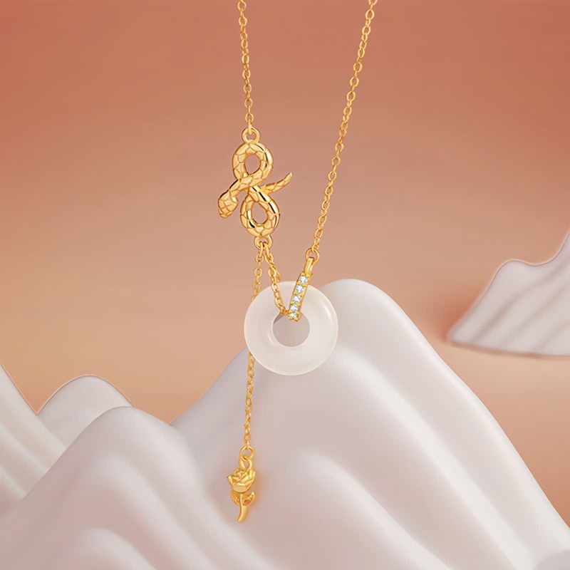 925 Silver Chalcedony Snake Rose Harmony Necklace Pendant 925 Silver Chalcedony Snake Rose Harmony Necklace Pendant