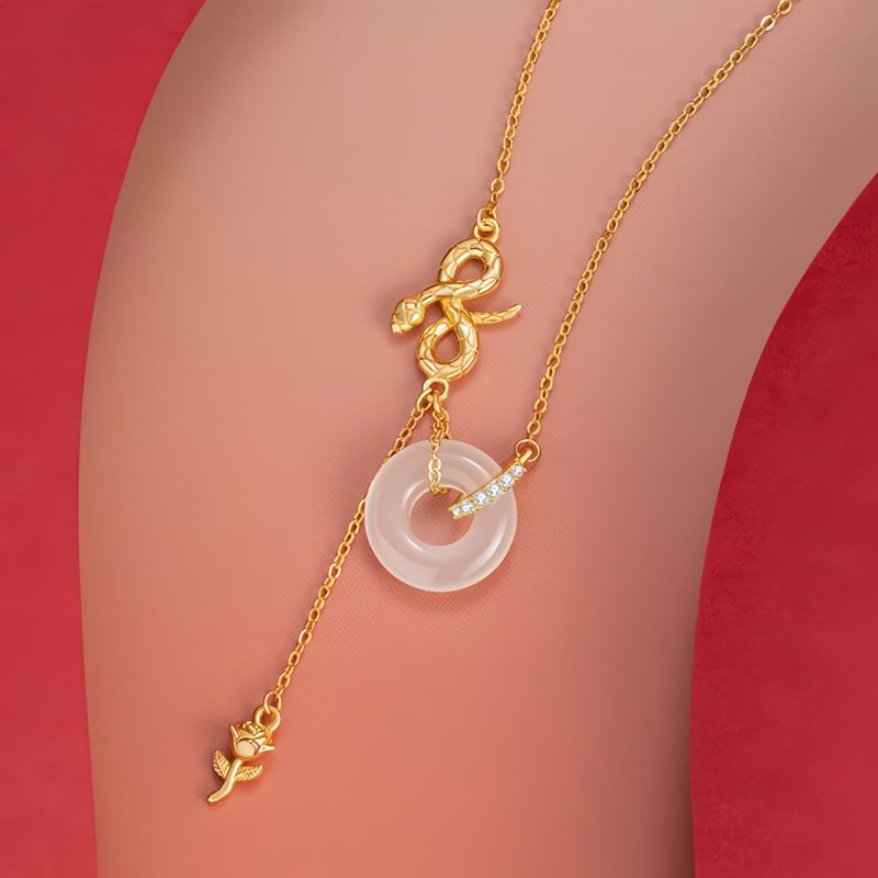 925 Silver Chalcedony Snake Rose Harmony Necklace Pendant 925 Silver Chalcedony Snake Rose Harmony Necklace Pendant