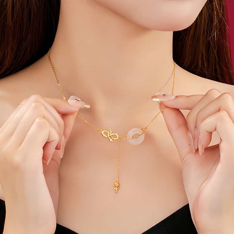 925 Silver Chalcedony Snake Rose Harmony Necklace Pendant 925 Silver Chalcedony Snake Rose Harmony Necklace Pendant