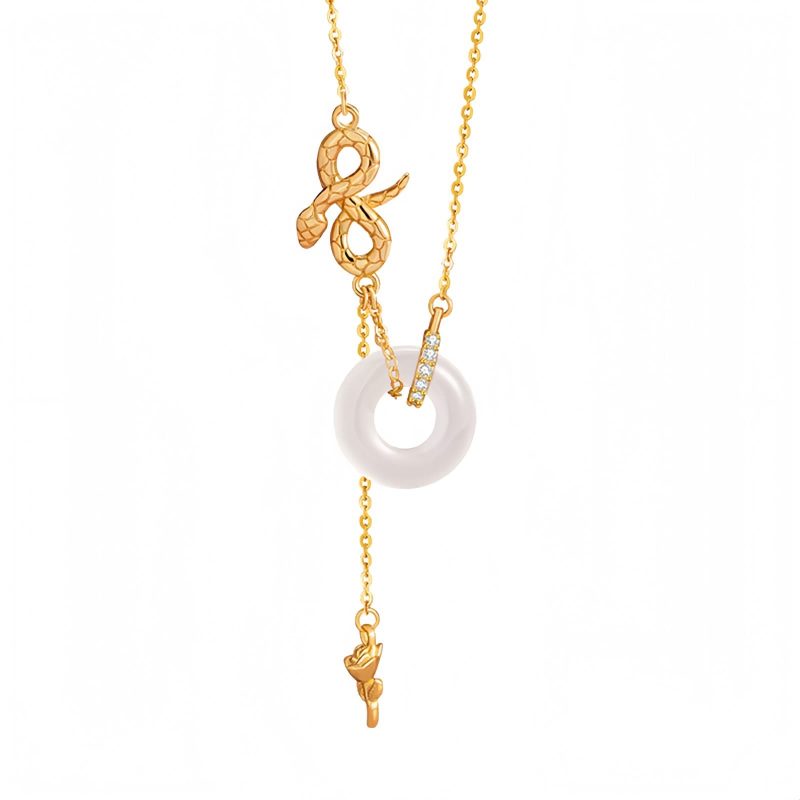 925 Silver Chalcedony Snake Rose Harmony Necklace Pendant 925 Silver Chalcedony Snake Rose Harmony Necklace Pendant
