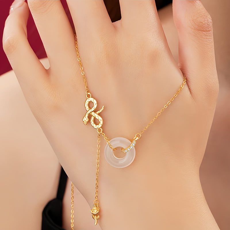 925 Silver Chalcedony Snake Rose Harmony Necklace Pendant 925 Silver Chalcedony Snake Rose Harmony Necklace Pendant