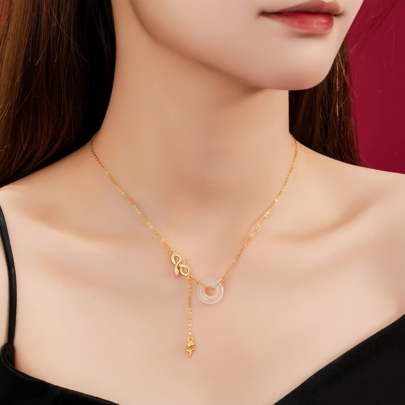 925 Silver Chalcedony Snake Rose Harmony Necklace Pendant 925 Silver Chalcedony Snake Rose Harmony Necklace Pendant