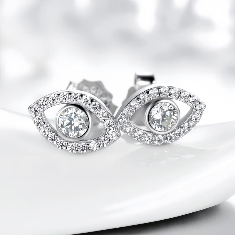 Pendientes de Protección Ojo Turco en Plata de Ley 925 925 Silver Evil Eye Amulet Protection Earrings