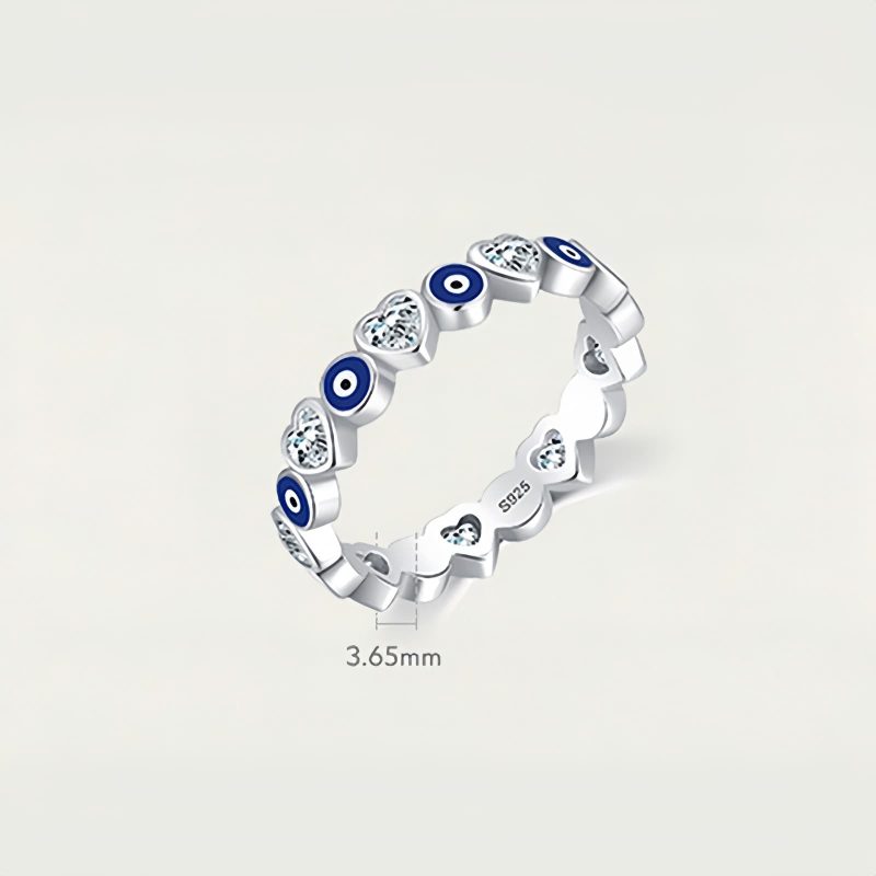 925 Silver Evil Eye Heart Blessing Ring 925 Silver Evil Eye Heart Blessing Ring