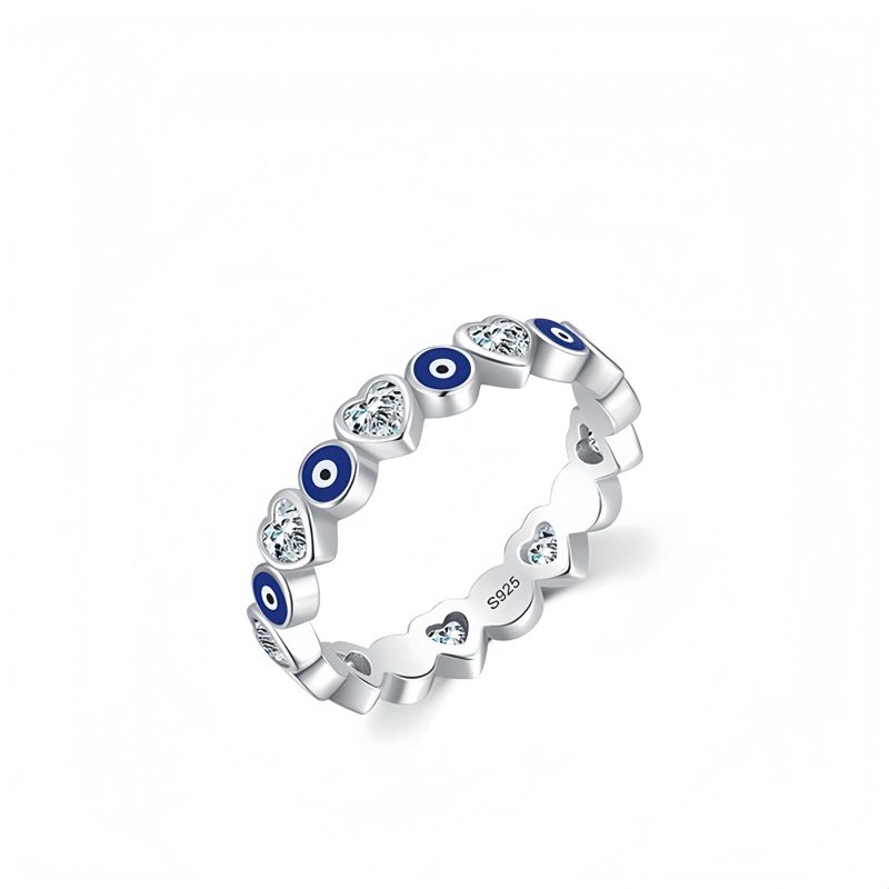 925 Silver Evil Eye Heart Blessing Ring 925 Silver Evil Eye Heart Blessing Ring