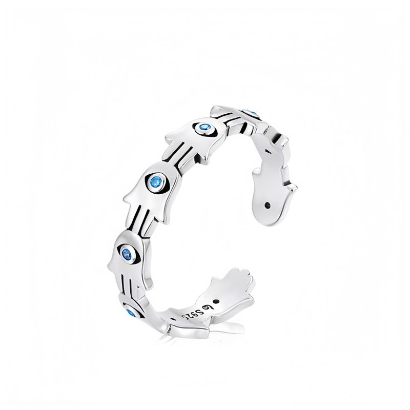 925 Silver Hamsa Adjustable Zircon Ring 925 Silver Hamsa Adjustable Zircon Ring