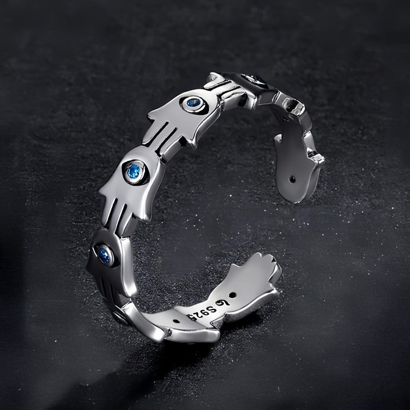 925 Silver Hamsa Adjustable Zircon Ring 925 Silver Hamsa Adjustable Zircon Ring