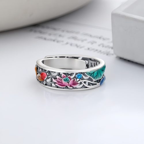 Anillo de Plata 925: Carpa Koi y Flor de Loto
